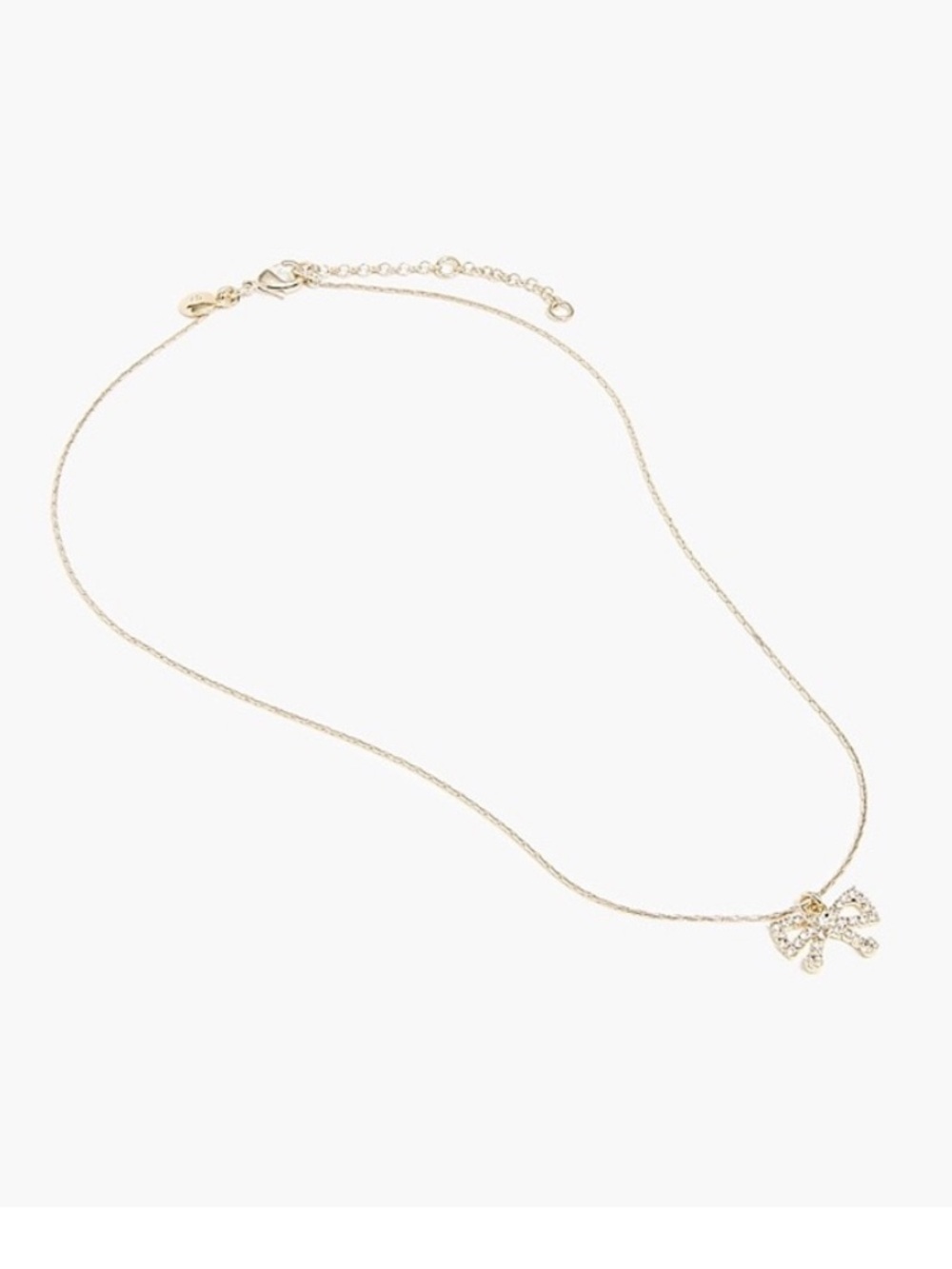 NWT JCrew Pavé Crystal Bow Pendant Necklace in ‘Gold’ $34.50 Sold Out CE851
